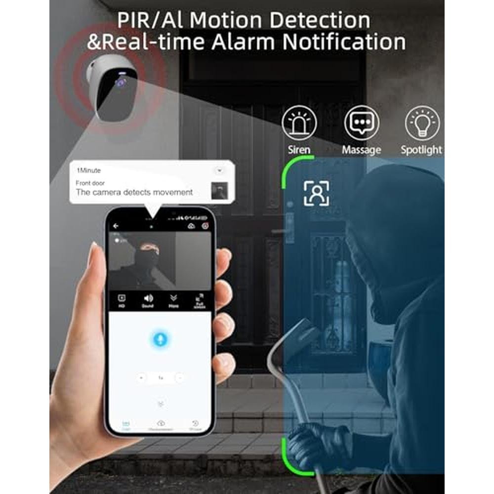 Security Camera: 2Pack 5G 2.4G Wireless Outdoor 2K Camera – Side View