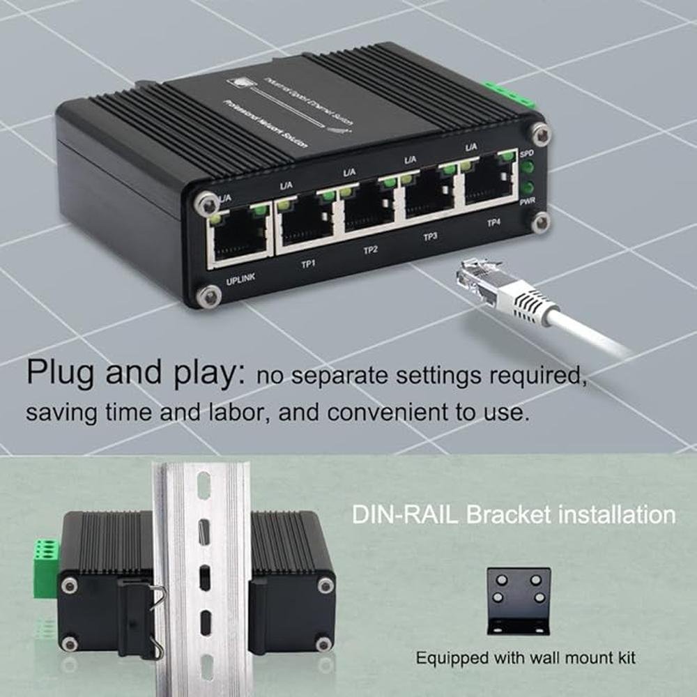 Mini 5-Port Gigabit Ethernet Switch – Close-up Detail