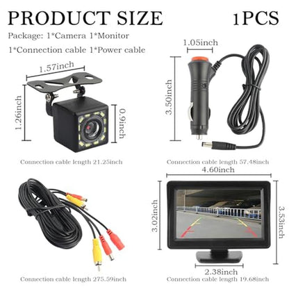 Camera Monitor: 4.6'' HD Display Backup Camera with 12 LED – Side View