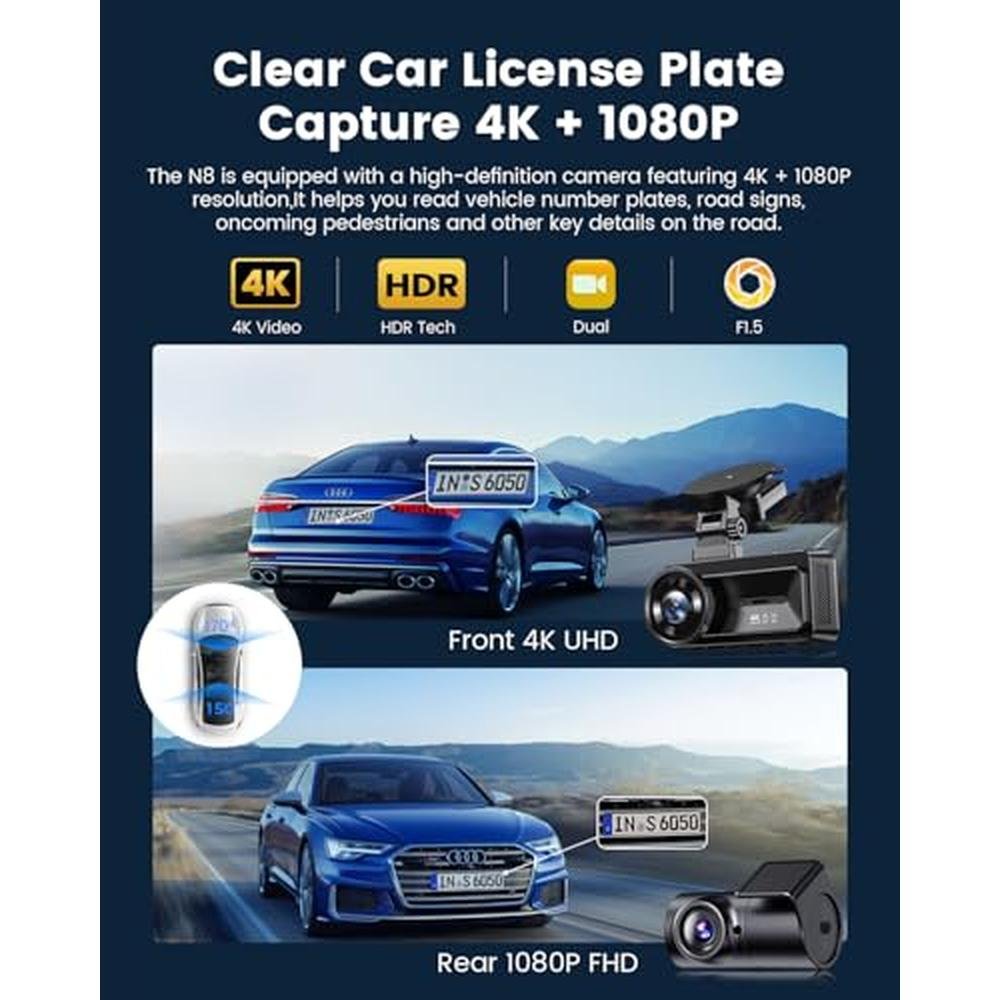 Dash Cam Front Rear 4K 1080P: COOLCRAZY N8 – Side View