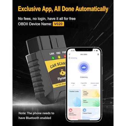 FlyroadUp OBD2 Scanner Bluetooth for iPhone iOS Android – Close-up Detail