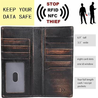 DK86 USA Flag Long Wallet For Men Full Grain Leather with – Close-up Detail
