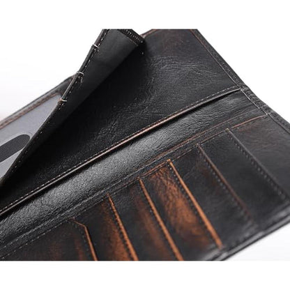 DK86 USA Flag Long Wallet For Men Full Grain Leather with – In Use