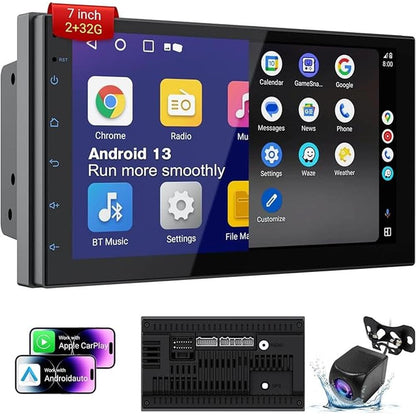 Wireless Double Din Car Stereo with 7" HD Touchscreen – Front View
