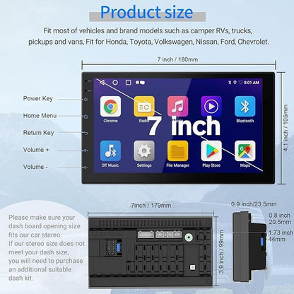 Wireless Double Din Car Stereo with 7" HD Touchscreen – Side View