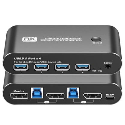 KVM Switch: 8K DP KVM Switch with 2-Port DisplayPort and – Front View
