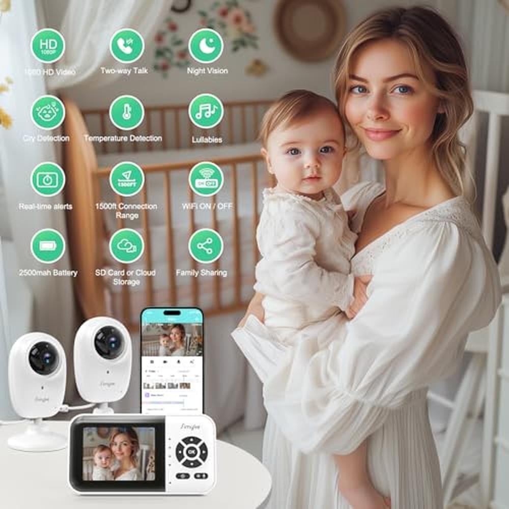 WiFi Simyke: Simyke 1080p Smart AI 2 Camera Video Baby – Close-up Detail