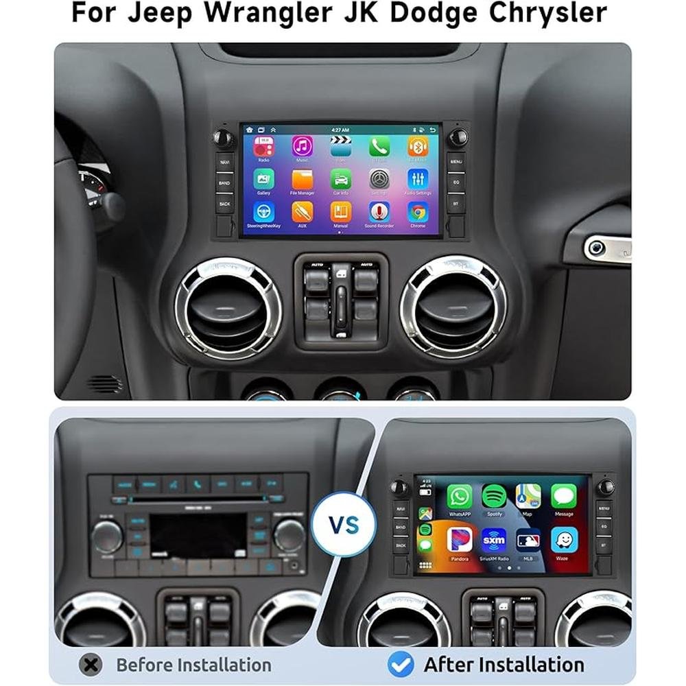 8 Core 4G+64G for Jeep Wrangler Radio 2007-2018 Chrysler – Side View