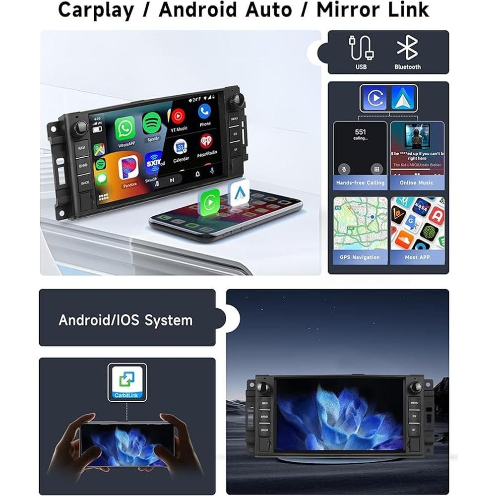 8 Core 4G+64G for Jeep Wrangler Radio 2007-2018 Chrysler – In Use