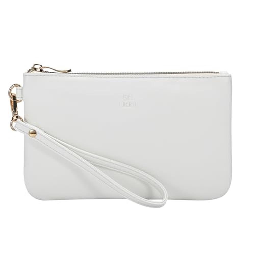 Purse Likkie: GM LIKKIE Wristlet Purse White PU Leather – Front View