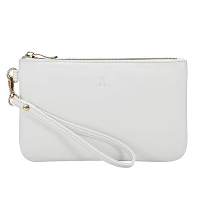 Purse Likkie: GM LIKKIE Wristlet Purse White PU Leather – Front View