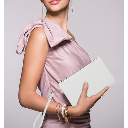 Purse Likkie: GM LIKKIE Wristlet Purse White PU Leather – Side View