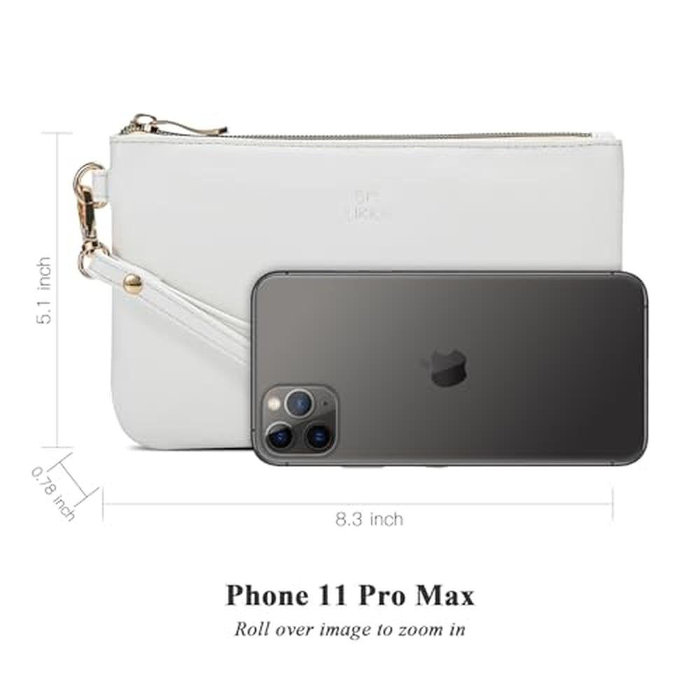 Purse Likkie: GM LIKKIE Wristlet Purse White PU Leather – Close-up Detail