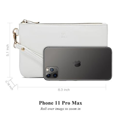 Purse Likkie: GM LIKKIE Wristlet Purse White PU Leather – Close-up Detail