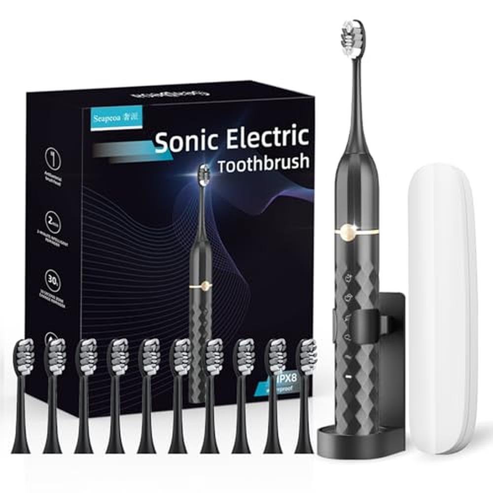 Electric Toothbrush: Seapeoa Sonic Electric Toothbrush Set – Front View