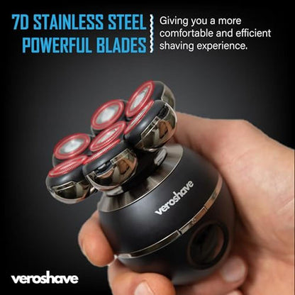 Bald Head Shaver: Veroshave 7-Blade Cordless Hair Shaver – Close-up Detail