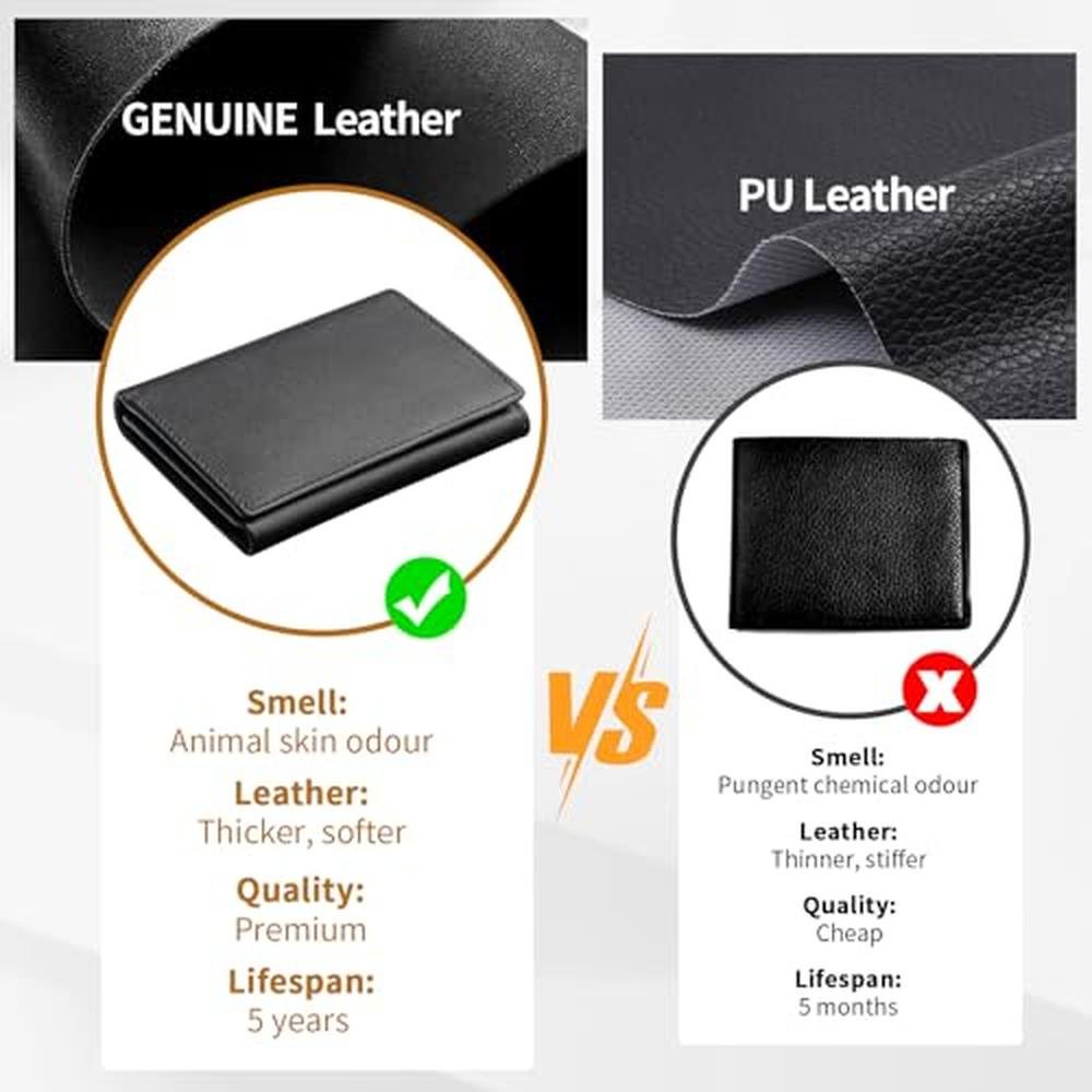 BSMUWOT Genuine Leather Trifold Wallet for Men – Side View