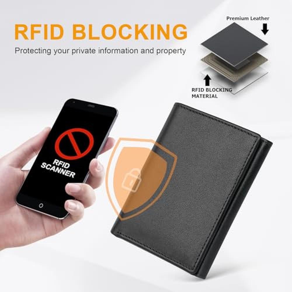 BSMUWOT Genuine Leather Trifold Wallet for Men – In Use