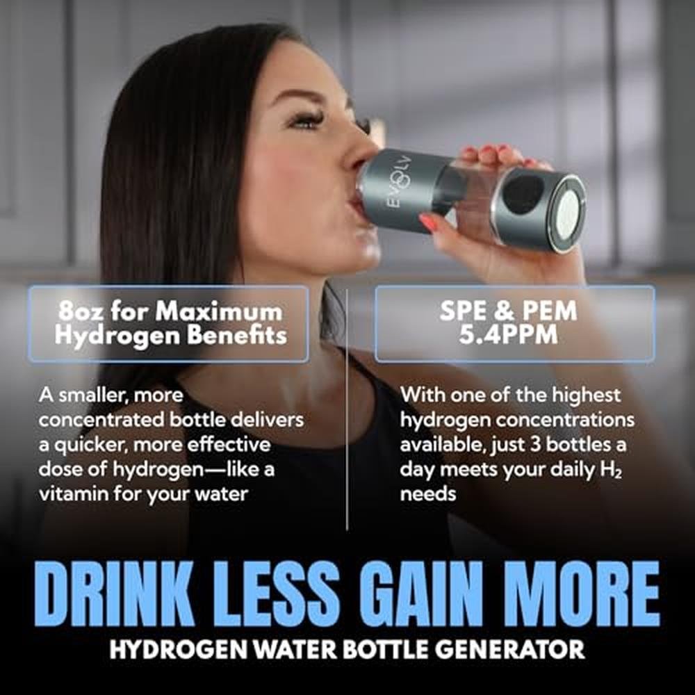 Water Hydrogen: EVOLV Hydrogen Water Bottle Generator SPE & – Side View