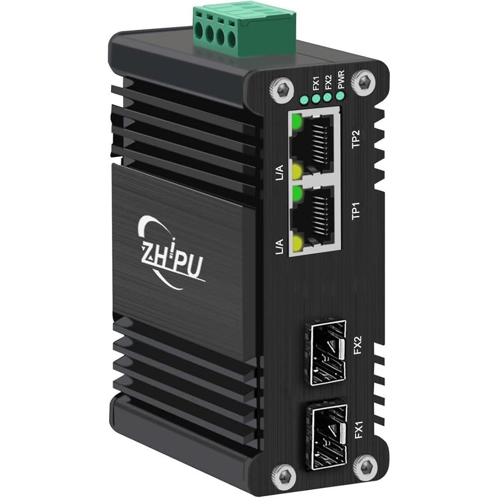 Mini Industrial 2 Port Ethernet Switch with 2 SFP Slot – Front View