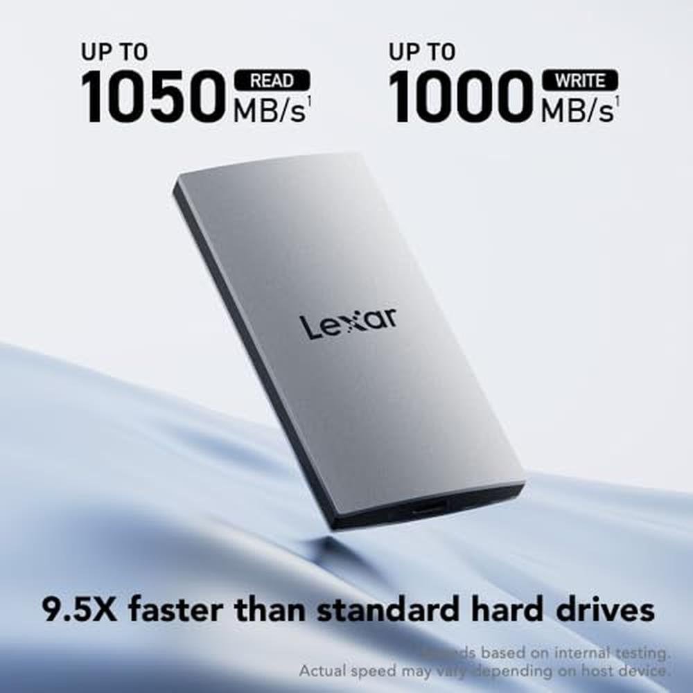 Lexar 2TB ES3 External SSD: Up to 1050MB/s Read – Side View