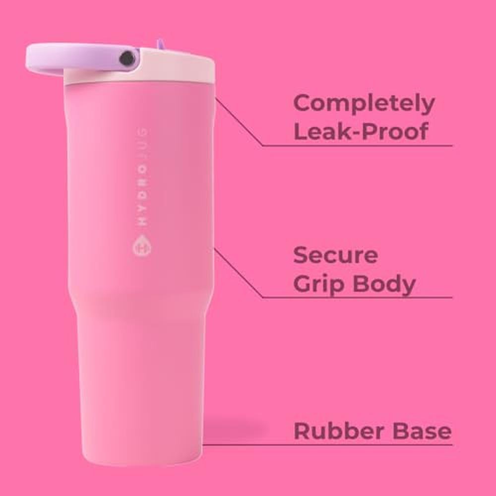 HydroJug Sport: 32oz Stainless Steel Tumbler with Straw – Side View