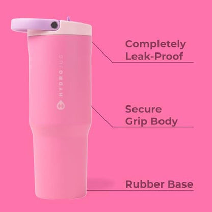 HydroJug Sport: 32oz Stainless Steel Tumbler with Straw – Side View