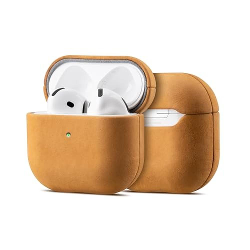 Leather Case: Maogoam AirPods 4 Genuine Vintage Crazy Horse – Front View