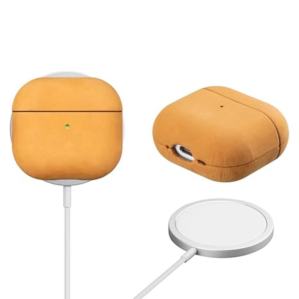 Leather Case: Maogoam AirPods 4 Genuine Vintage Crazy Horse – Side View