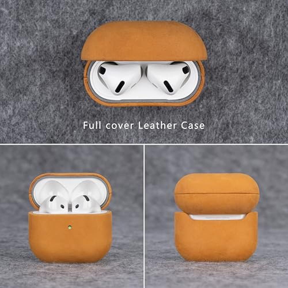 Leather Case: Maogoam AirPods 4 Genuine Vintage Crazy Horse – Close-up Detail