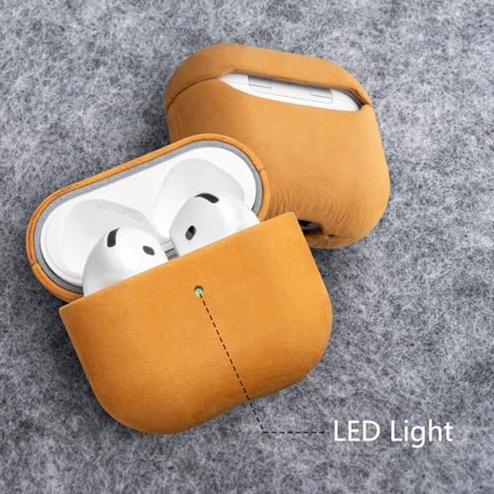 Leather Case: Maogoam AirPods 4 Genuine Vintage Crazy Horse – In Use