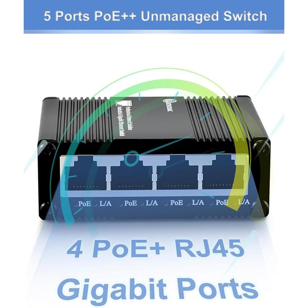 5 Ports Gigabit PoE Passthrough Mini Ethernet Switch 1 – Side View