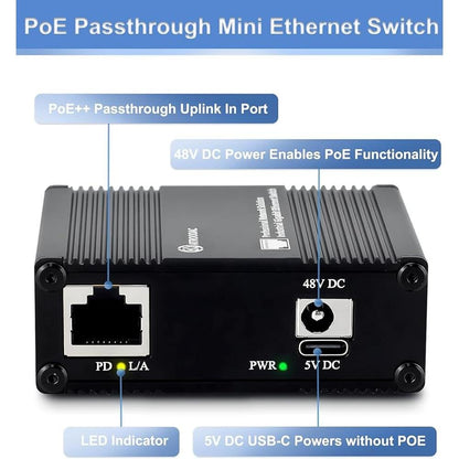 5 Ports Gigabit PoE Passthrough Mini Ethernet Switch 1 – Close-up Detail