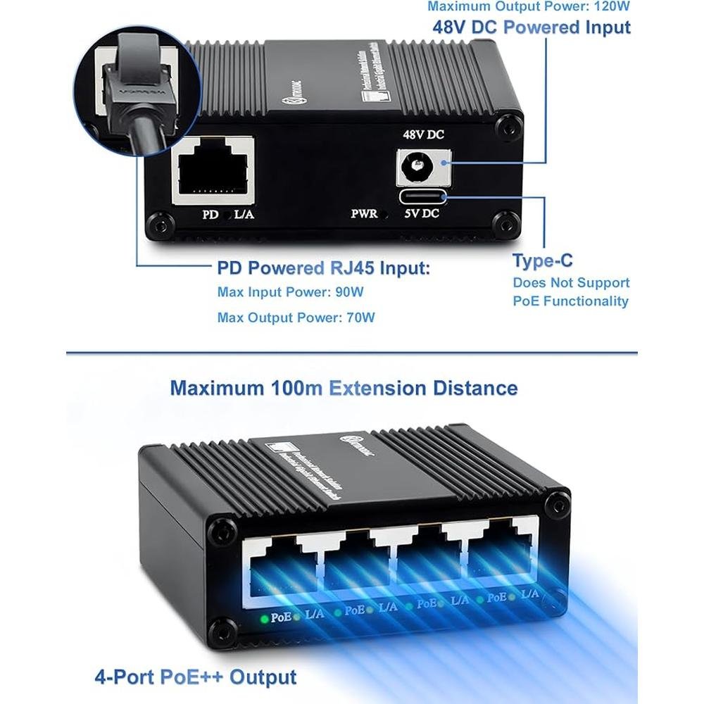 5 Ports Gigabit PoE Passthrough Mini Ethernet Switch 1 – In Use