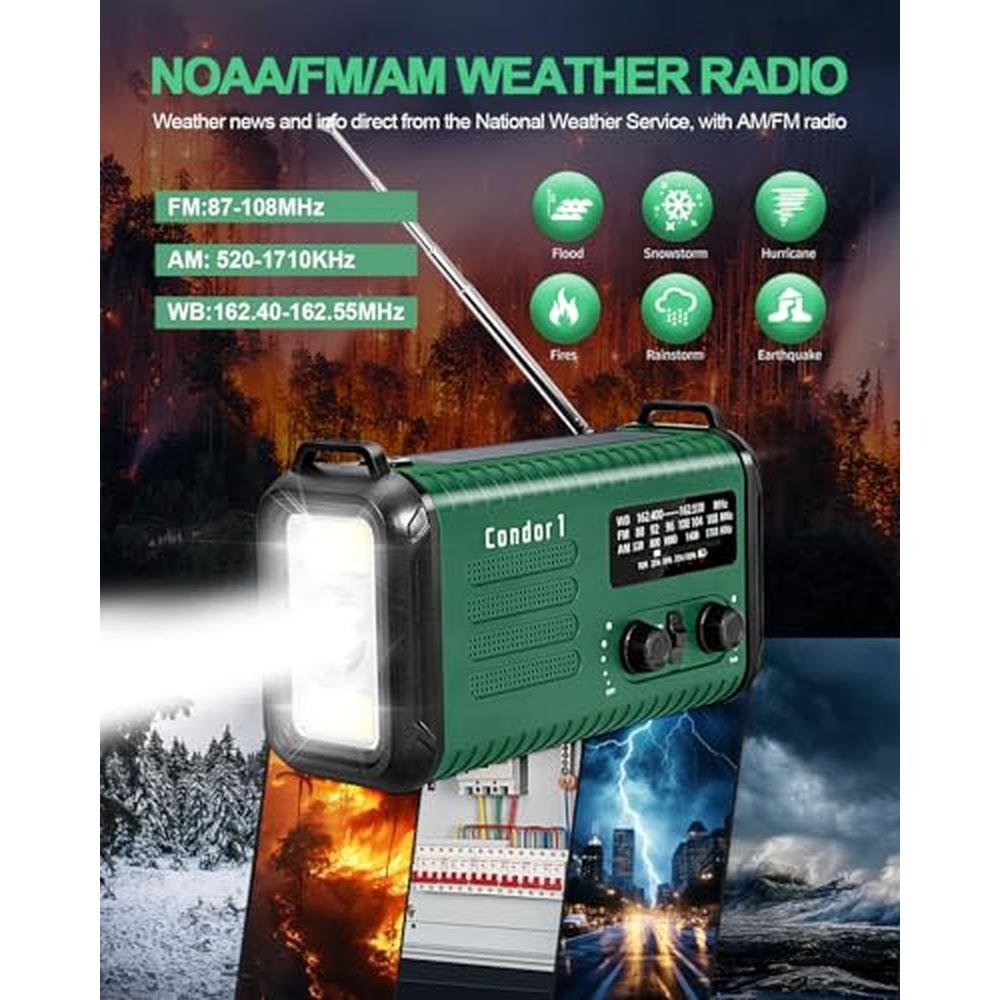 Crank Radio: Emergency Crank Radio 20000mAh Solar Hand – Side View