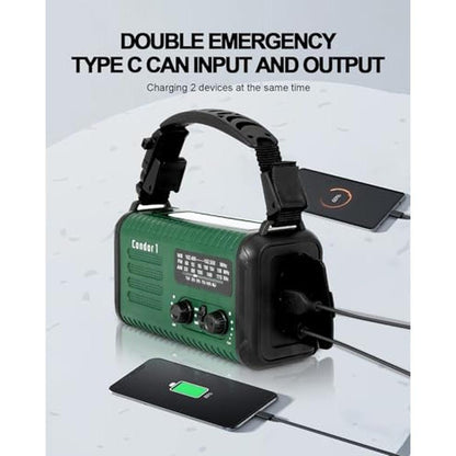 Crank Radio: Emergency Crank Radio 20000mAh Solar Hand – Close-up Detail
