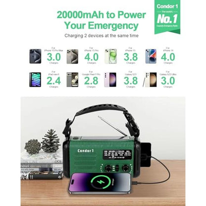 Crank Radio: Emergency Crank Radio 20000mAh Solar Hand – In Use