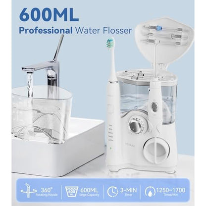 Water Flosser & Ultrasonic Electric Toothbrush Combo – In Use