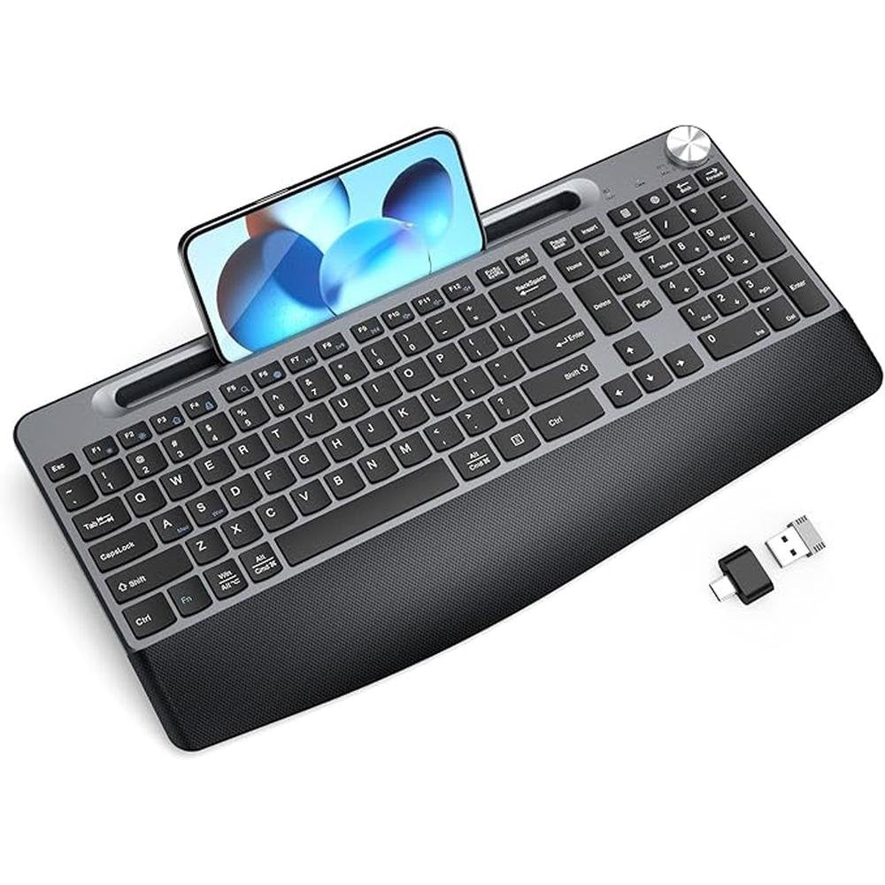 GAMCATZ Ergonomic Wireless Keyboard with Wrist – Front View