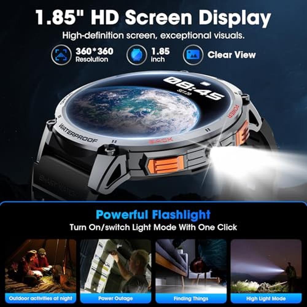 Military Watch: Premium Brand Model with 1.85 HD Touch – Close-up Detail