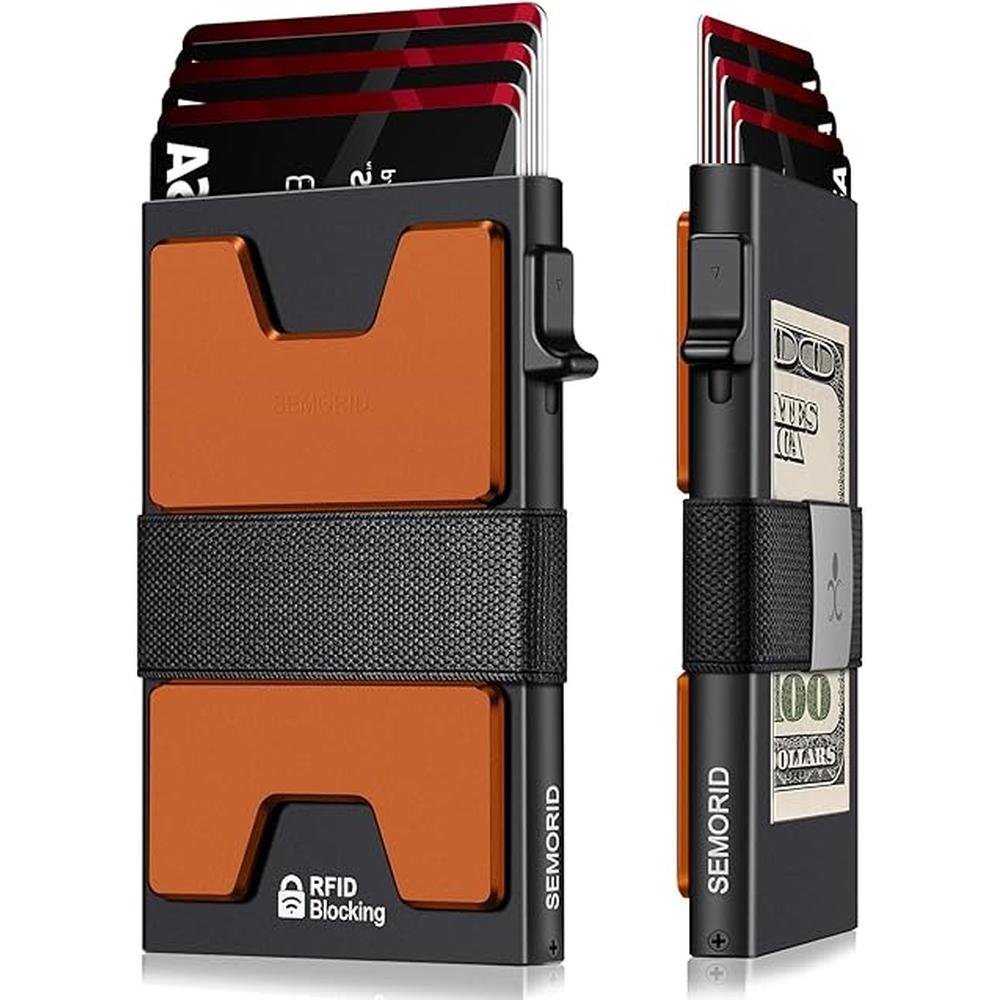 Wallet Slim: SEMORID Aluminum Card Holder – Front View