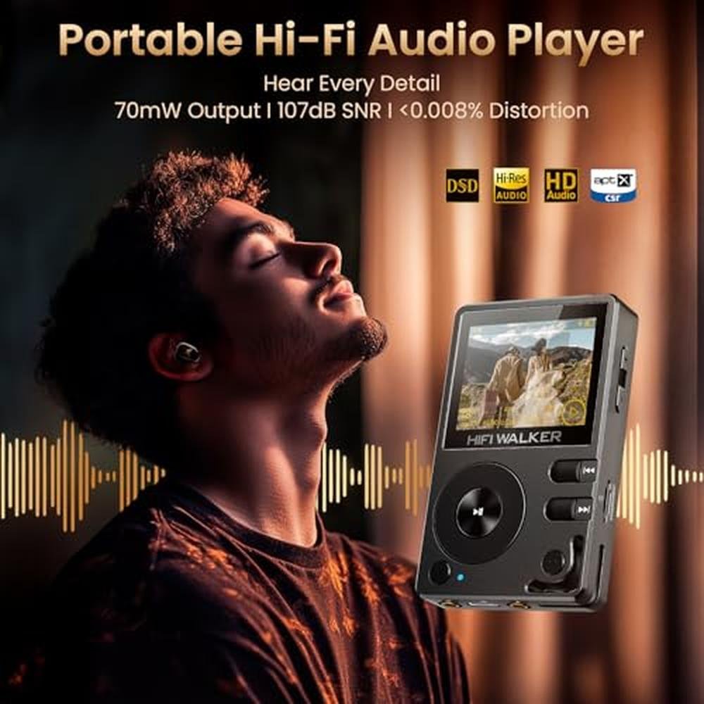 MP3 Player Bluetooth: HIFI WALKER H2 128GB Hi-Res Music – Side View