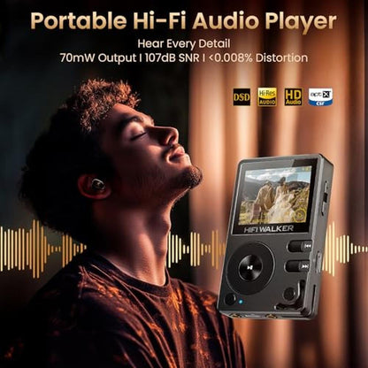 MP3 Player Bluetooth: HIFI WALKER H2 128GB Hi-Res Music – Side View