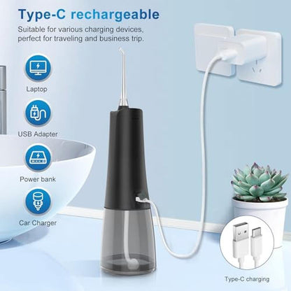 Rechargeable Water Flosser: 300ML Oral Irrigator with 4 – Packaging