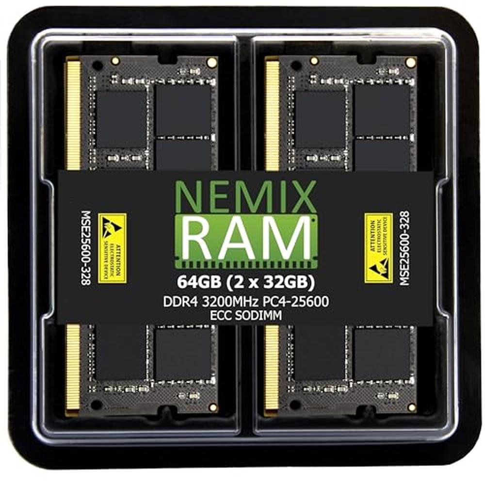 NEMIX RAM: 64GB (2X32GB) DDR4 3200MHZ PC4-25600 2Rx8 1.2V – Front View
