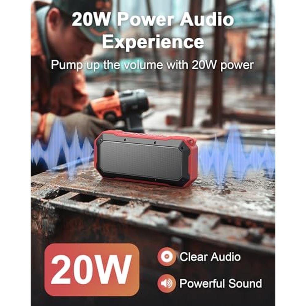 Wireless Speaker: Qozybuds Bluetooth Jobsite Speaker with – In Use