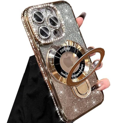 Case iPhone 16 Pro Max: Changjia Magnetic Stand Glitter Case – Front View