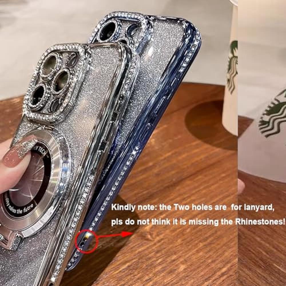 Case iPhone 16 Pro Max: Changjia Magnetic Stand Glitter Case – Side View