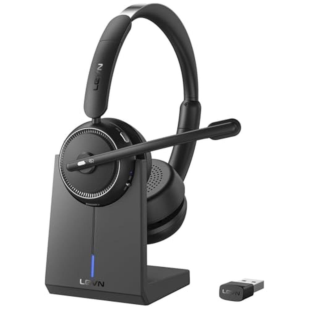 Wireless Headset with Mic: Premium Noise Cancelling – Front View