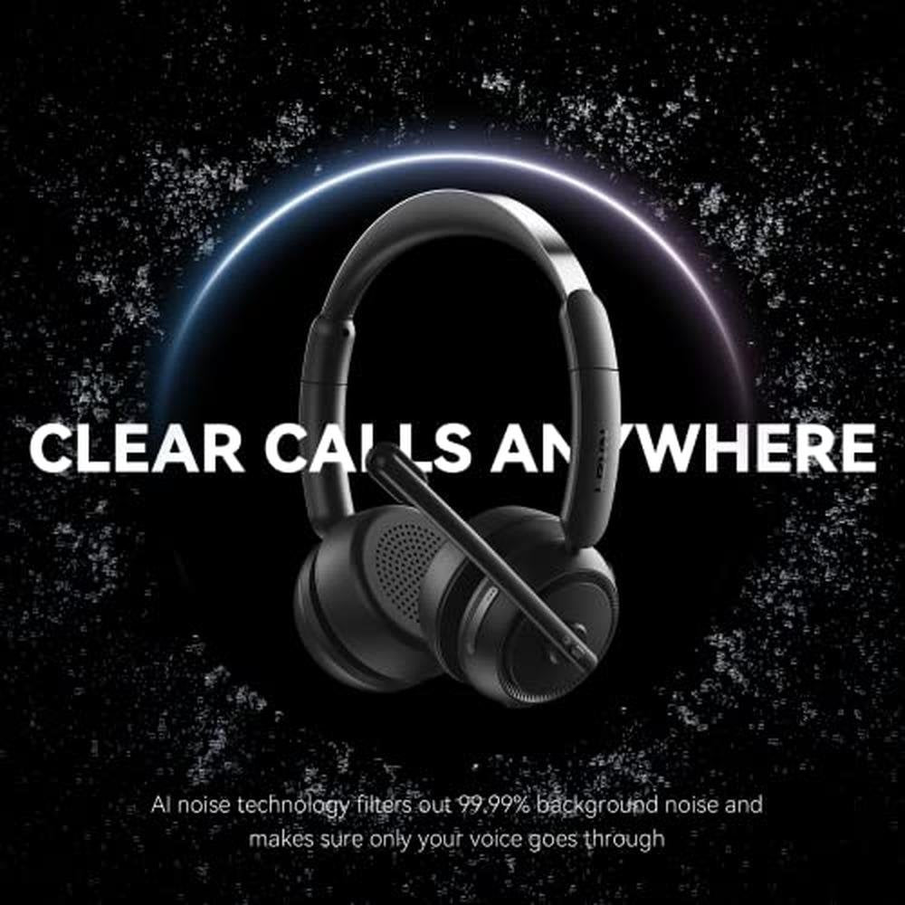 Wireless Headset with Mic: Premium Noise Cancelling – Side View